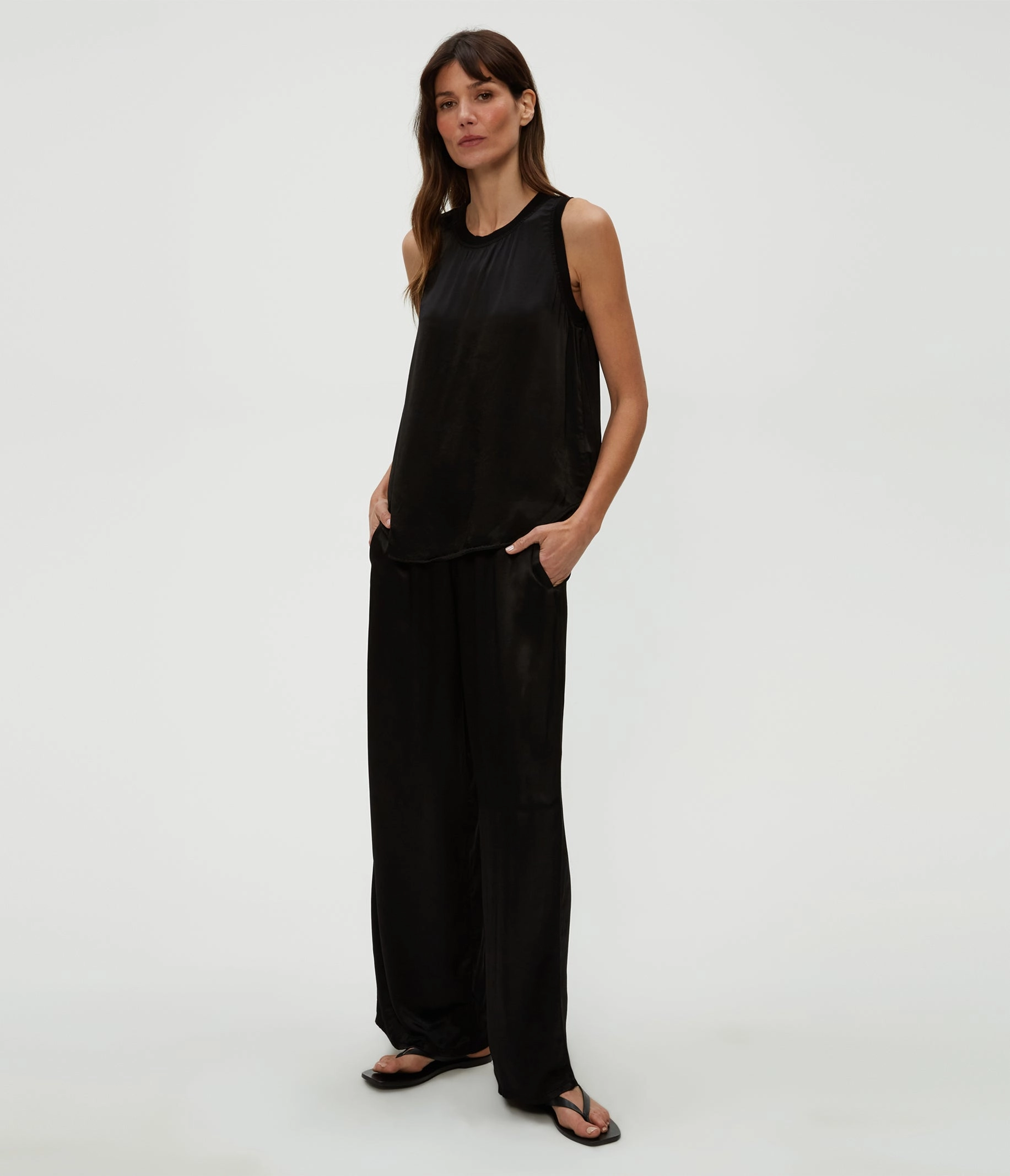 SHAY SATIN RIB BINDING TANK Foldable Cuff Design