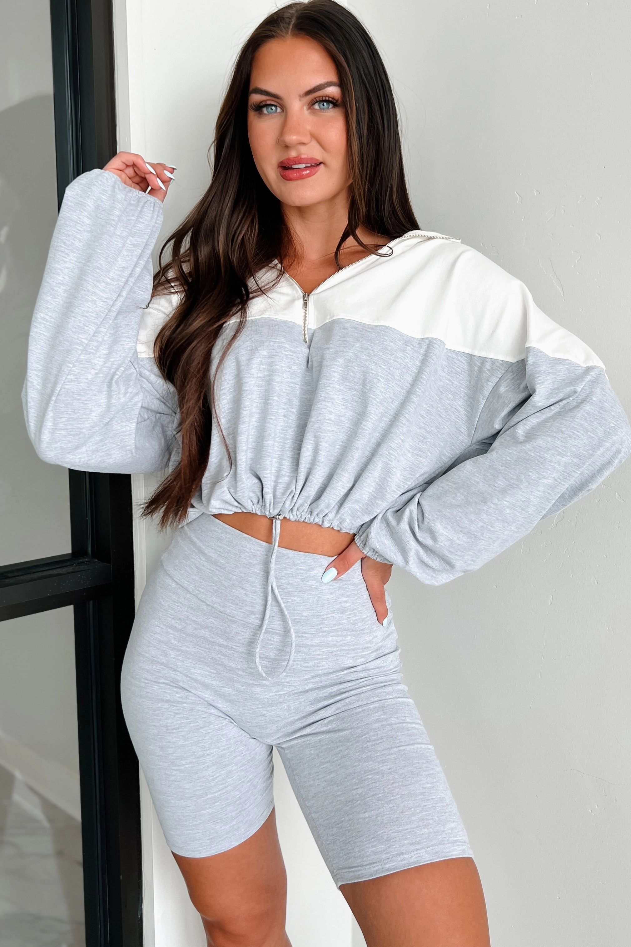 Feeling The Burn Athleisure Set (Light Heather Grey/Ivory) Casual Clothing