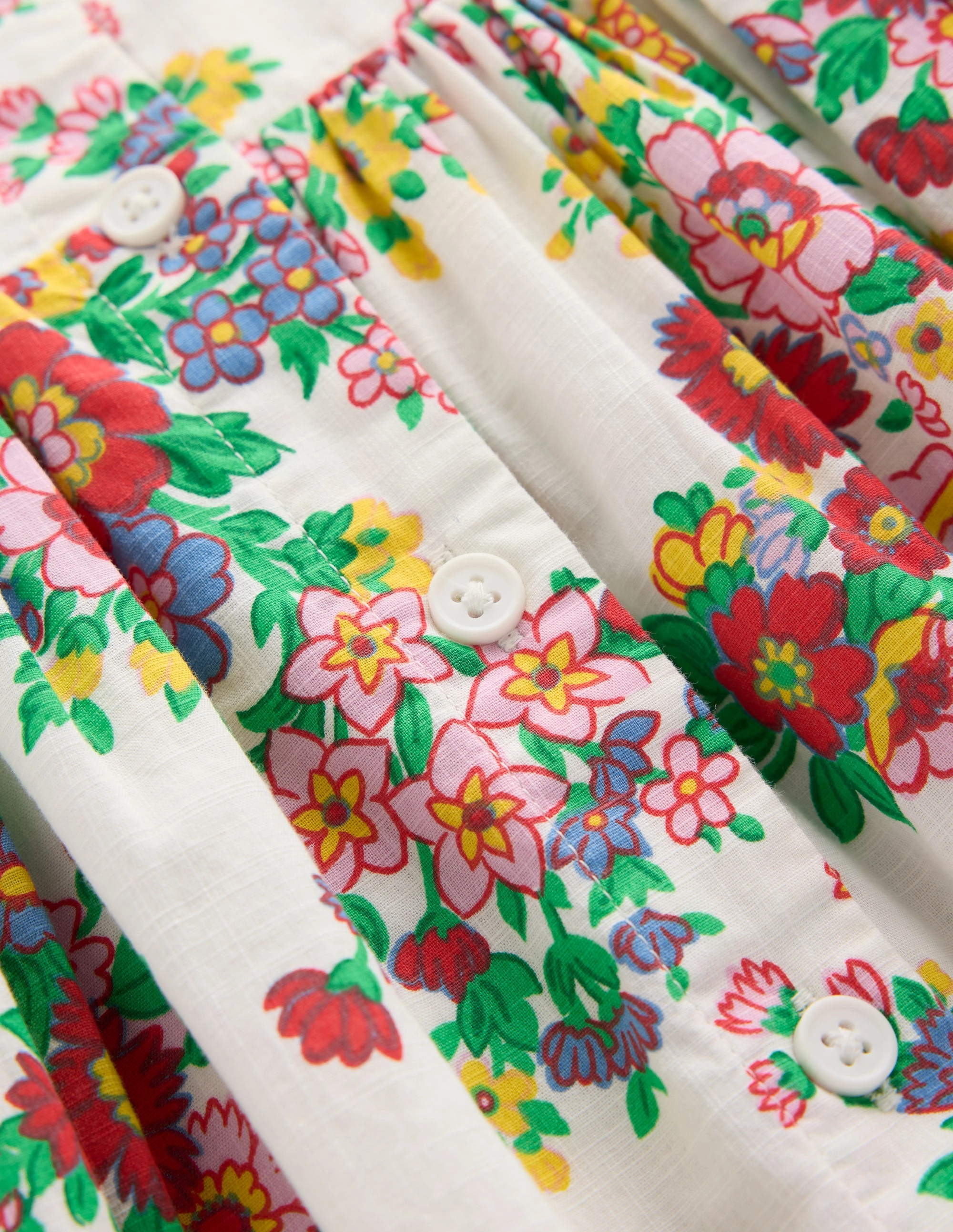 Remy Button Through Dress-Ivory Flower Bunch Happy Soul Shine Dressy