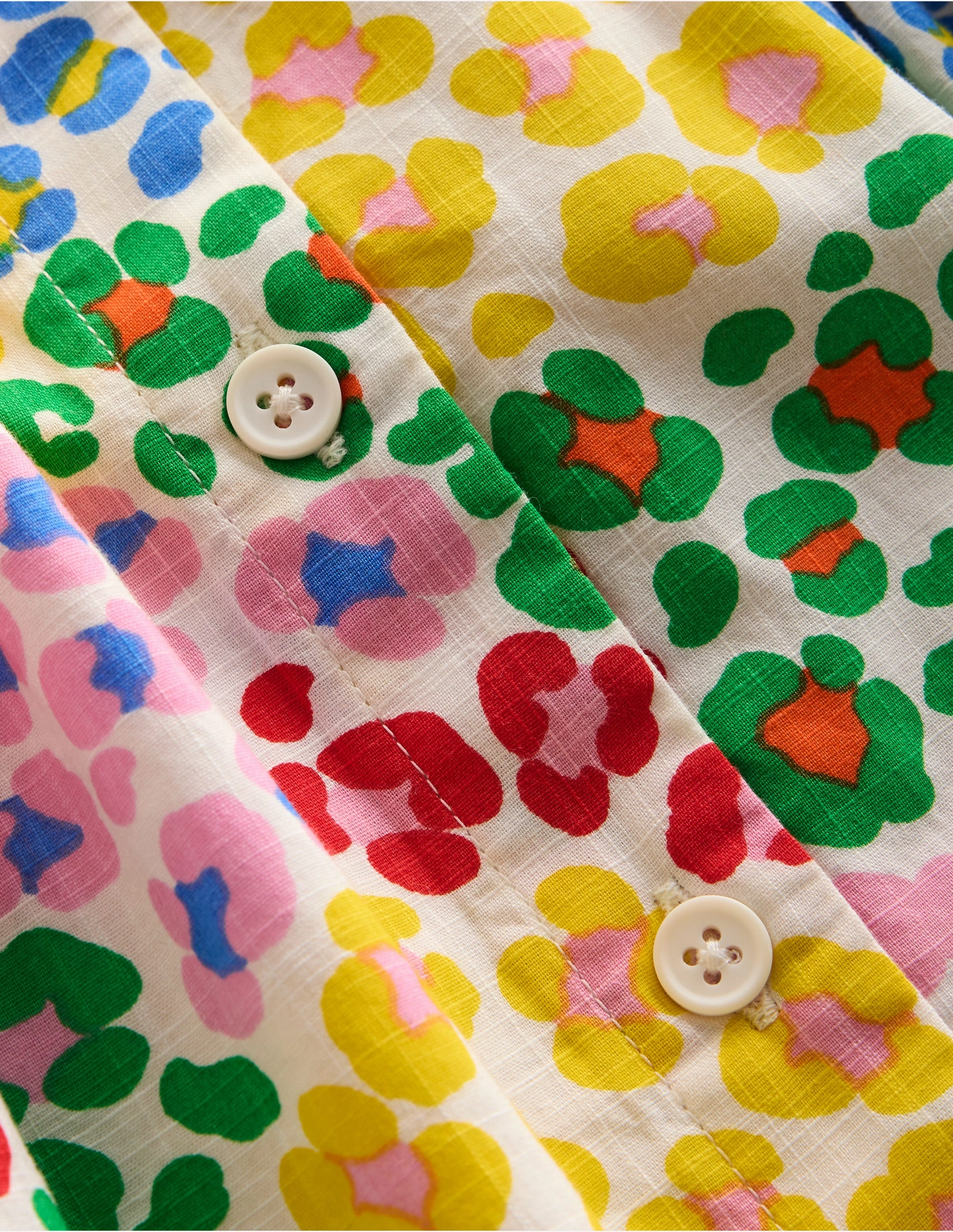 Playful-Detail Chic Layering Remy Button Through Dress-Multi Rainbow Leopard