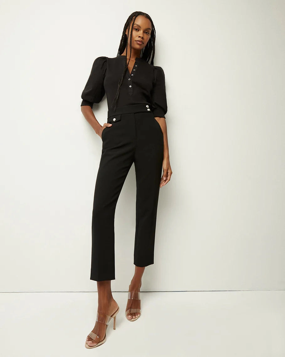 Renzo Pant Black with Silver Buttons Comfy Look Lightweight Layer