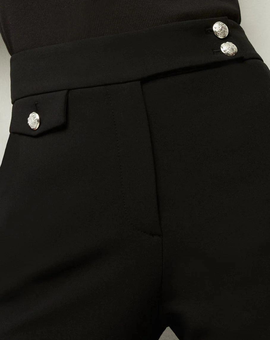 Renzo Pant Black with Silver Buttons Warm Fit Light Stretch