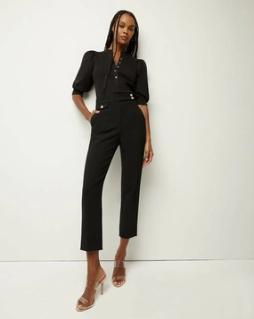 Renzo Pant Black with Silver Buttons Comfy Look Lightweight Layer