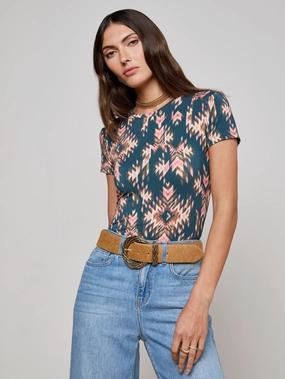 Ressi Fitted Tee Charcoal Multi Ganado Print Reflective details