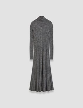 Ribbed Cable Knit Dress Satin Fabric Mood Glow