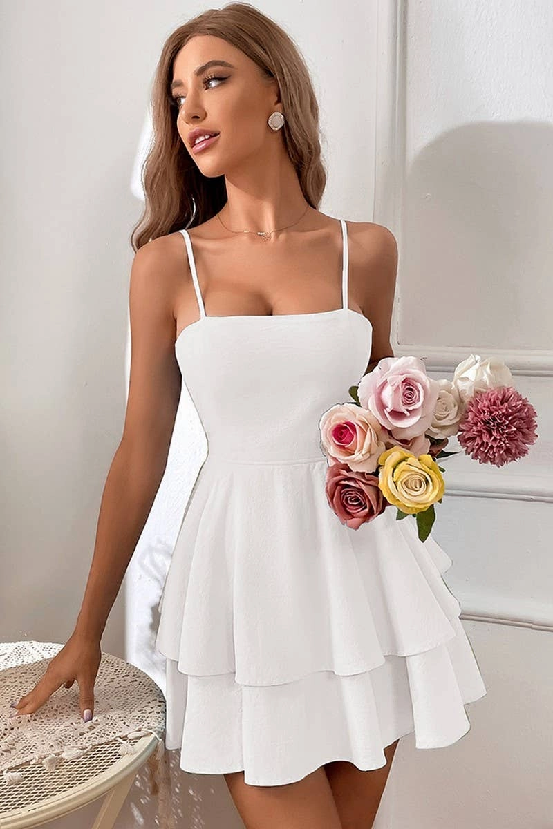 Embroidered Fabric BOWKNOT BIND SEXY BACKLESS CONDOLE BELT DRESS_CWDSD2717