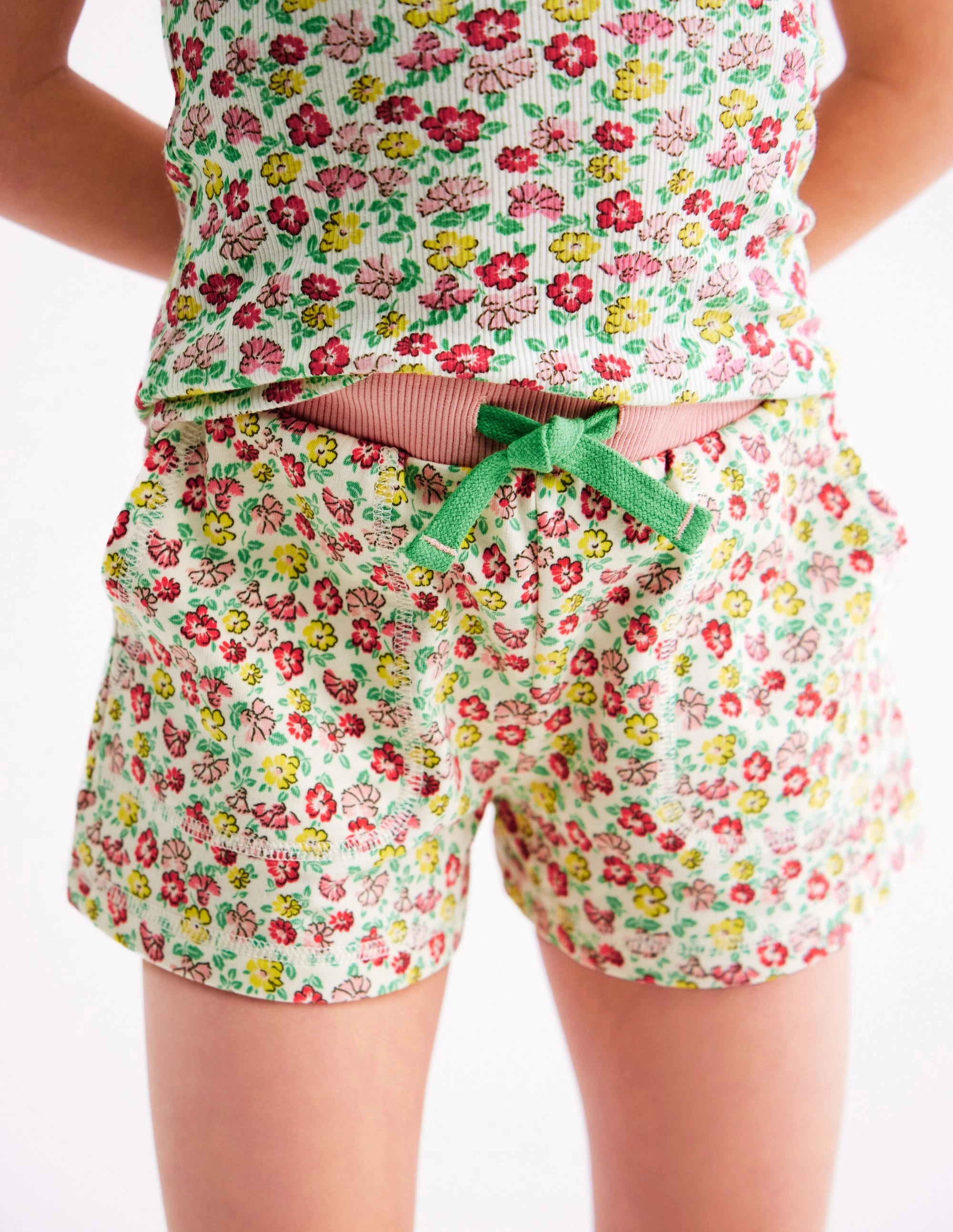 Ribbed Lace Trim Vest-Multi Summer Flowerbed Reinforced Stitching Ethical production