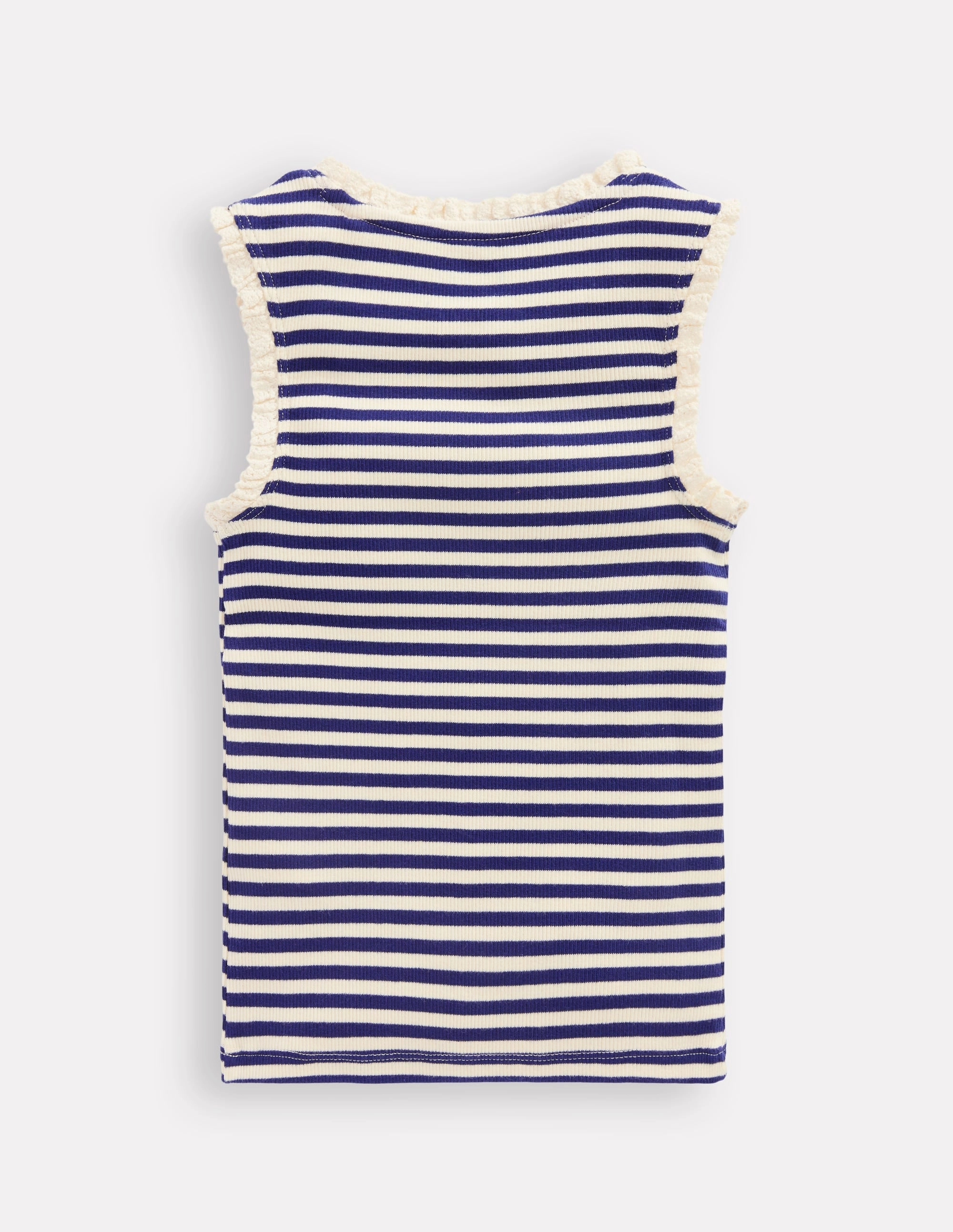 Ribbed Lace Trim Vest-Starboard Blue Stripe Quick Dry Feature Soft Sweater