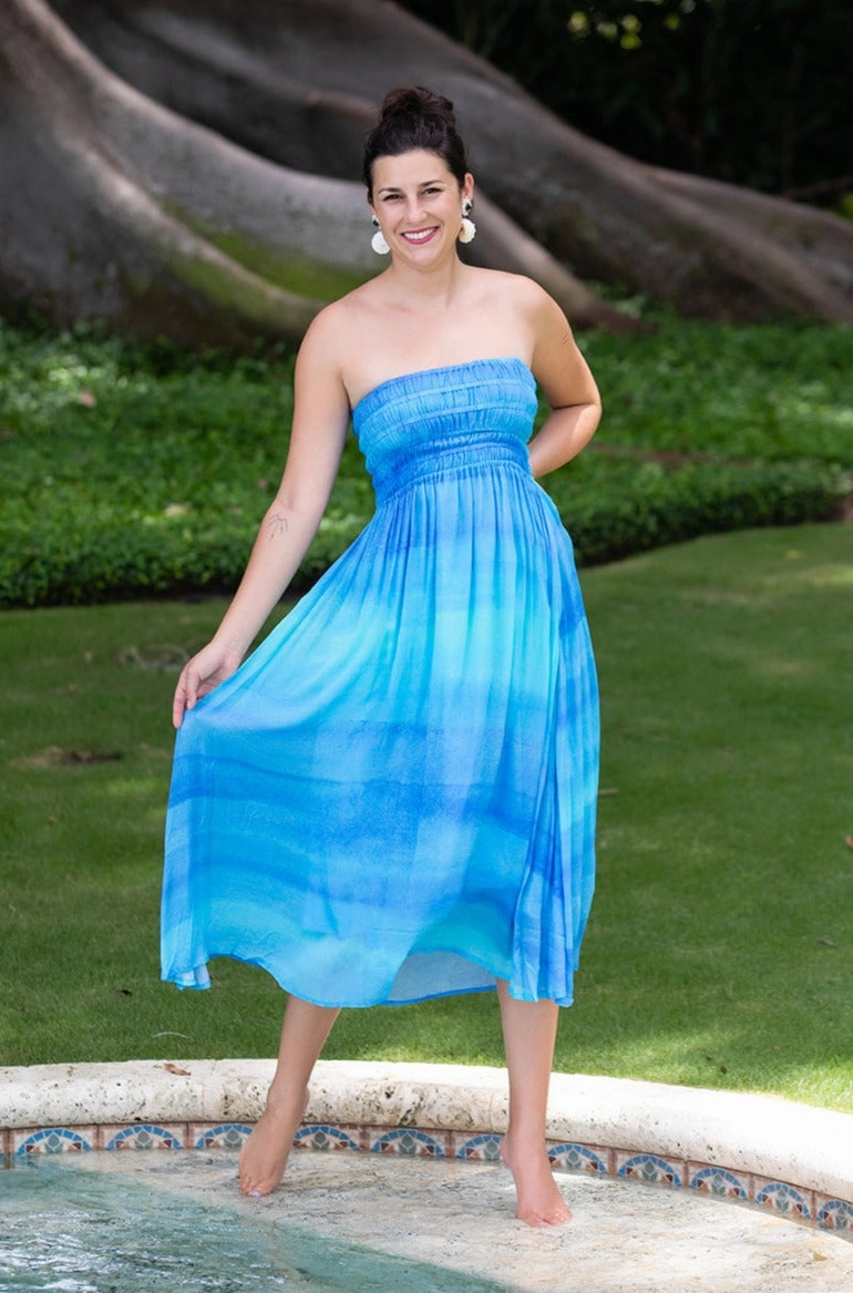 Breathable Fit Rio Dress / Blue Watercolor