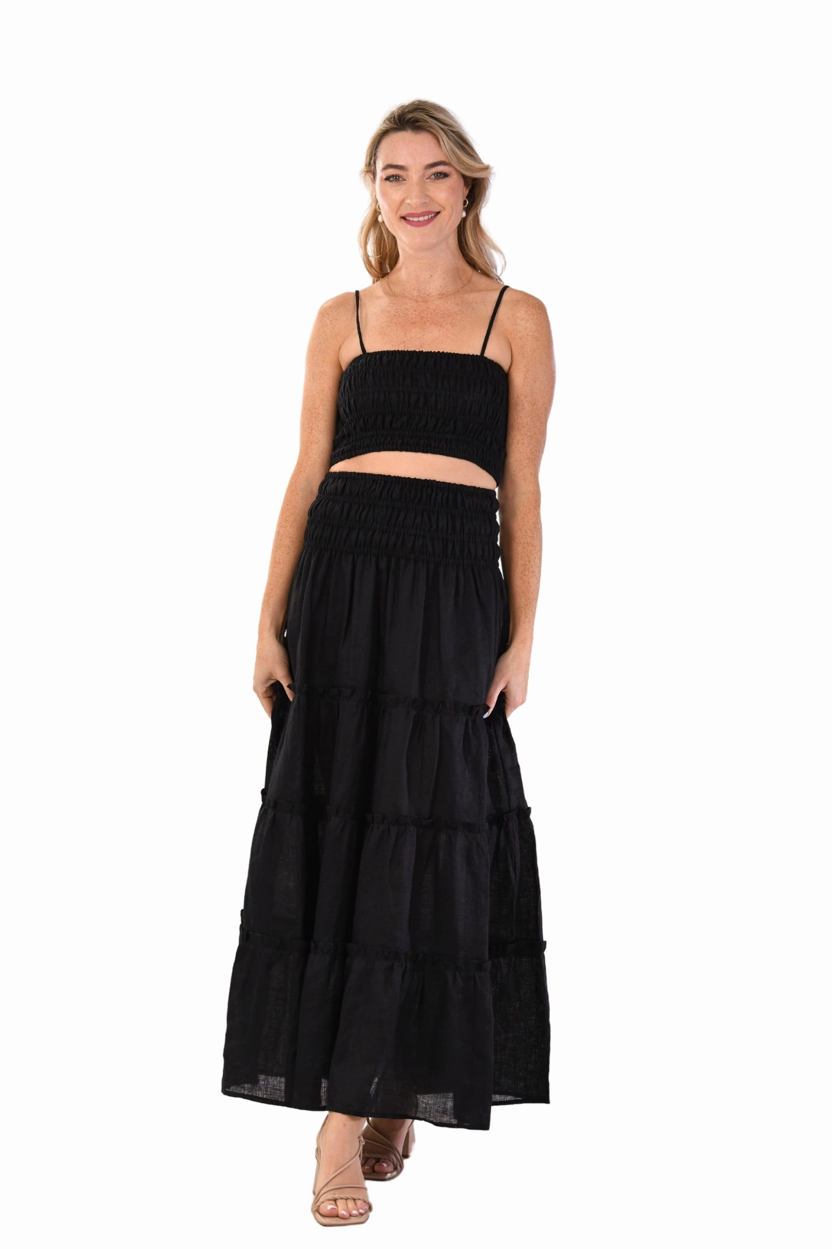 Rio Set Skirt / Black ruffle trim