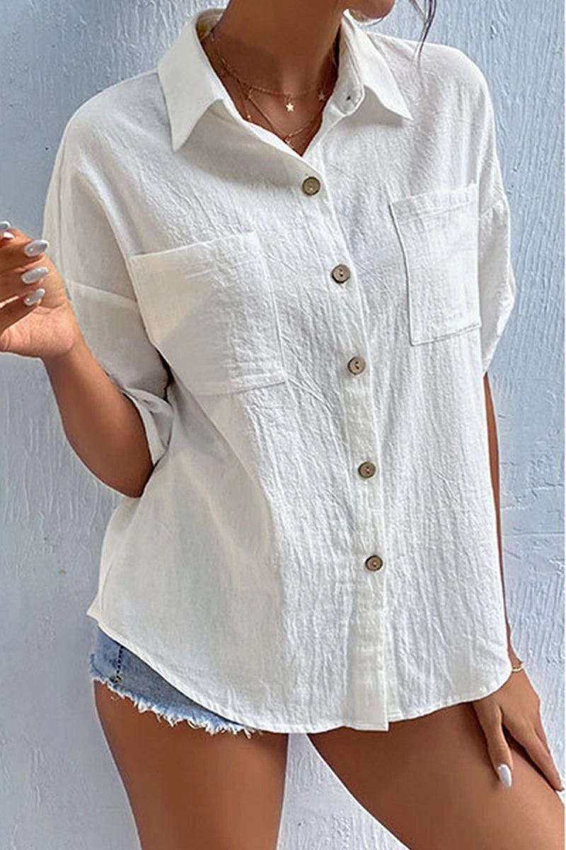 ROLL UP POCKET BUTTON UP LOOSE COLLAR SHIRTS ZonalVentilation