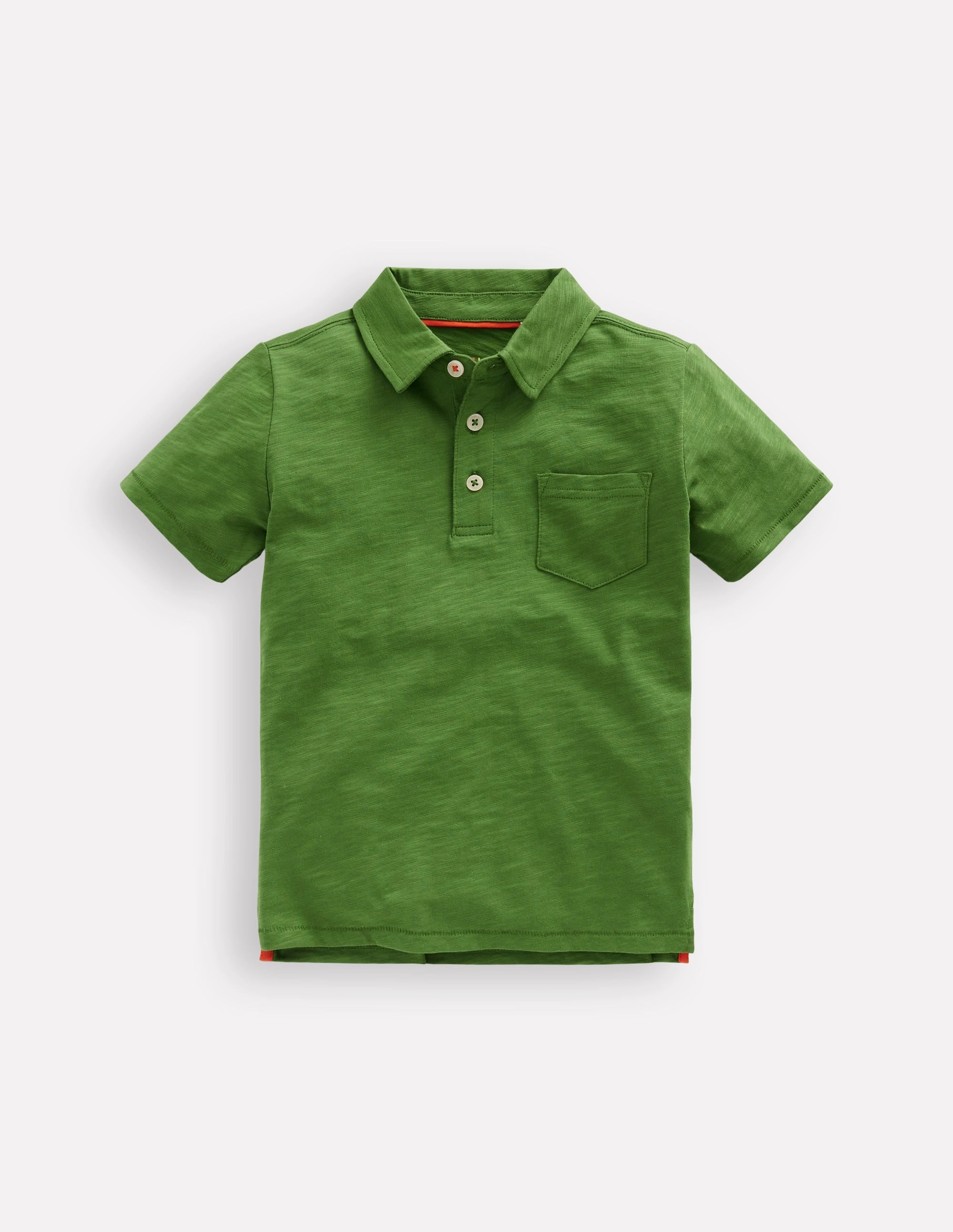 Slub Polo Shirt-Broccoli Green Wide Shoulder Cut Yarn Dyed Stripes