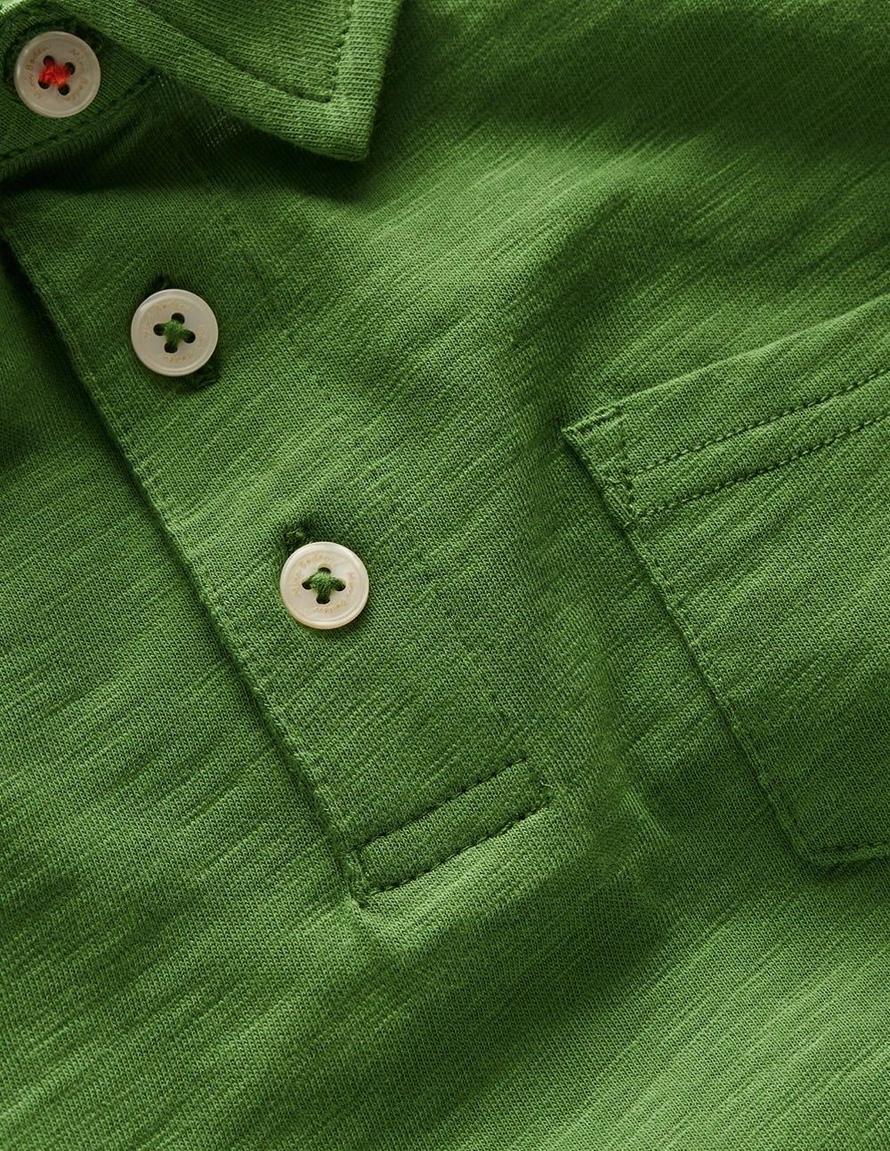 Slub Polo Shirt-Broccoli Green Durable Color Retention