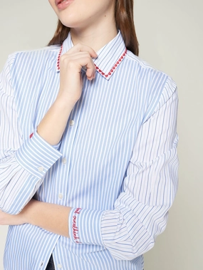 HEART COLLAR SHIRT Grid Texture Fabric