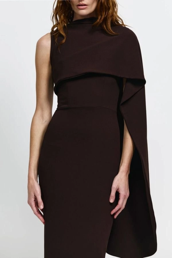 Crystal-Detail Romi Dress Coffee