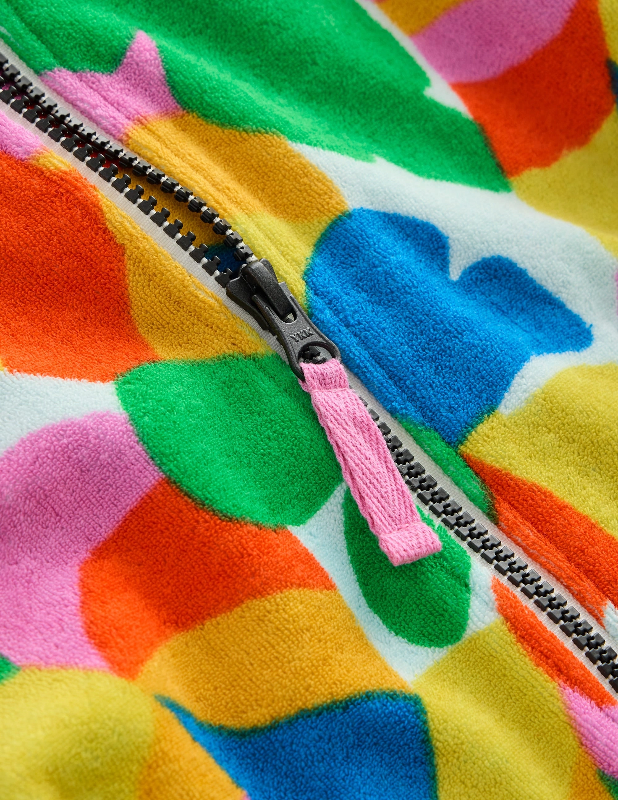 Sporty Vibes Ocean Waves Romie Towelling Zip Throw-On-Multi Abstract Palm