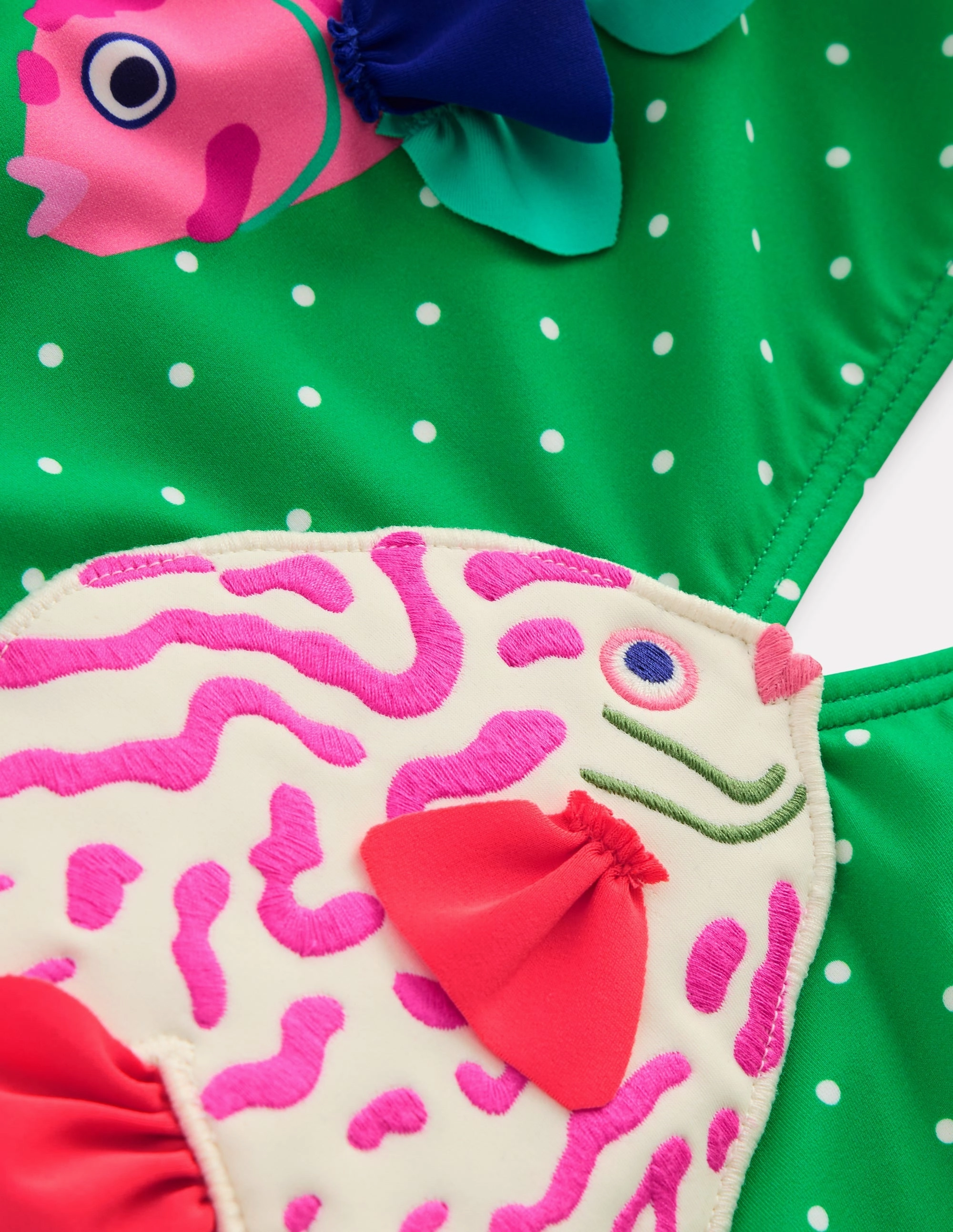 Fashion Forward Lettice Cut Out Swimsuit-Bright Green Pin Spot Fish