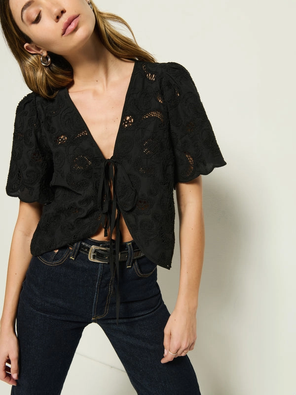 Self Fabric Tie Breathable Lining ROSALYN TIE FRONT TOP