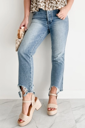 Office Friendly Casual Office Rosanna Special A Distressed Hem Dad Jeans (Medium Light)