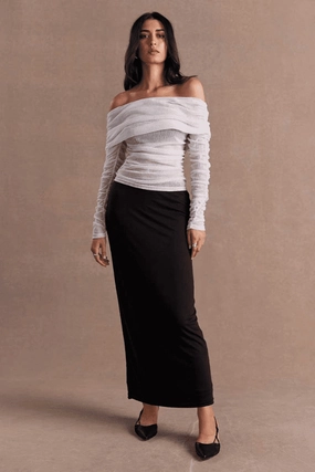 Cozy Touch Rise Mesh Long Sleeve Dress Black/Chalk