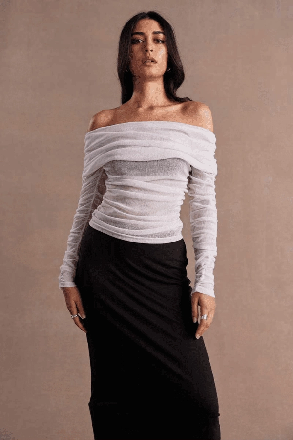 Rise Mesh Long Sleeve Dress Black/Chalk Travel Staple Texture Softness