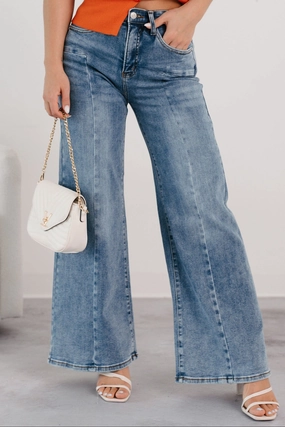 Outdoor Adventure Office Friendly Ruda Wide Leg Tummy Control Saige Jeans (Medium)