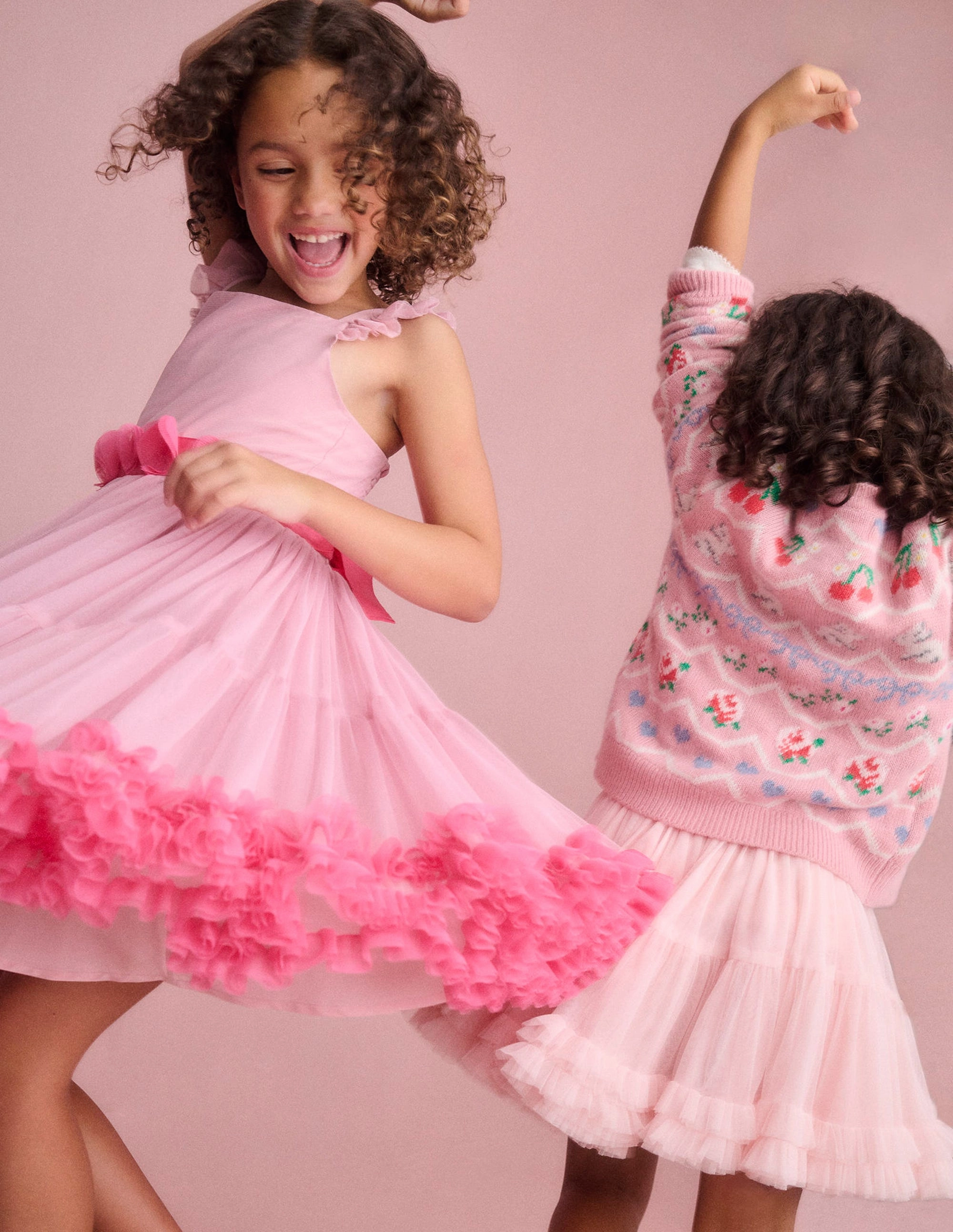 Pure Fit Lightweight-Layer Ruffle Hem Tulle Dress-Vintage Pink