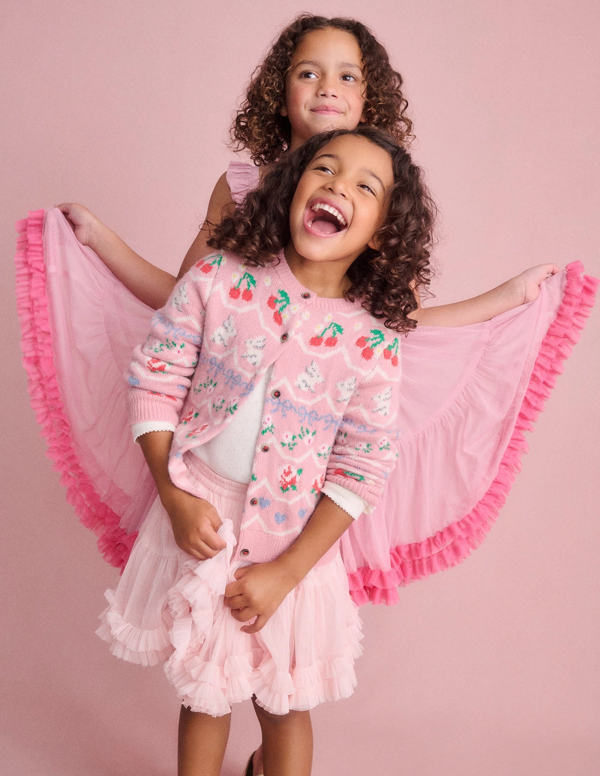 Comfy Detail Flowy Layers Ruffle Hem Tulle Dress-Vintage Pink