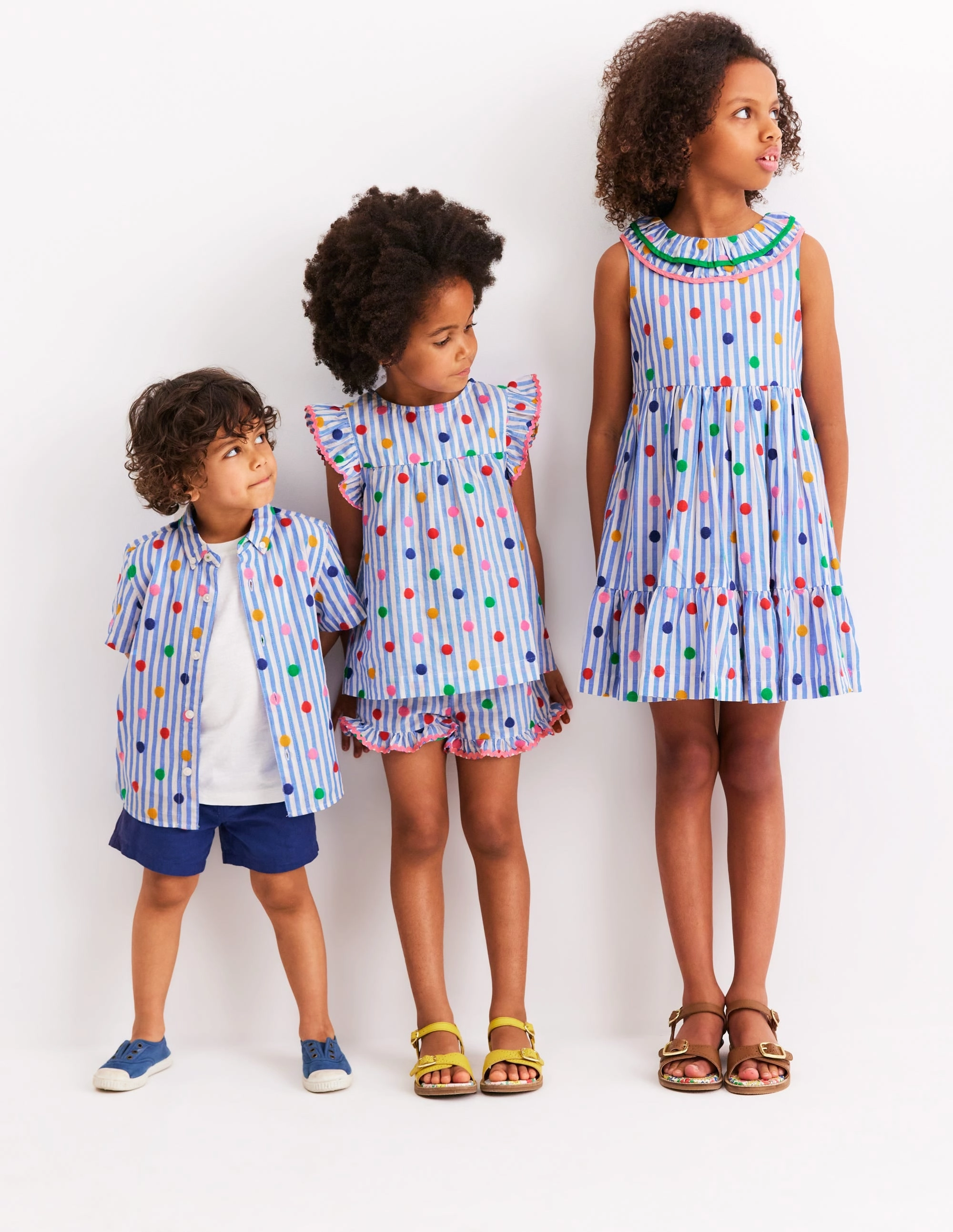 Ruffle Neck Woven Dress-Peacock Plume Blue Spot Luxe Comfort