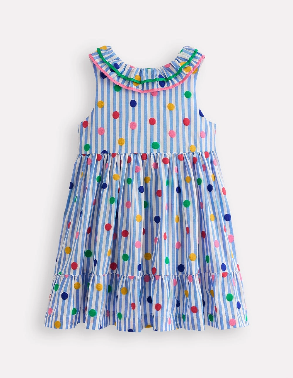 Wrap Charm Aura Glow Ruffle Neck Woven Dress-Peacock Plume Blue Spot