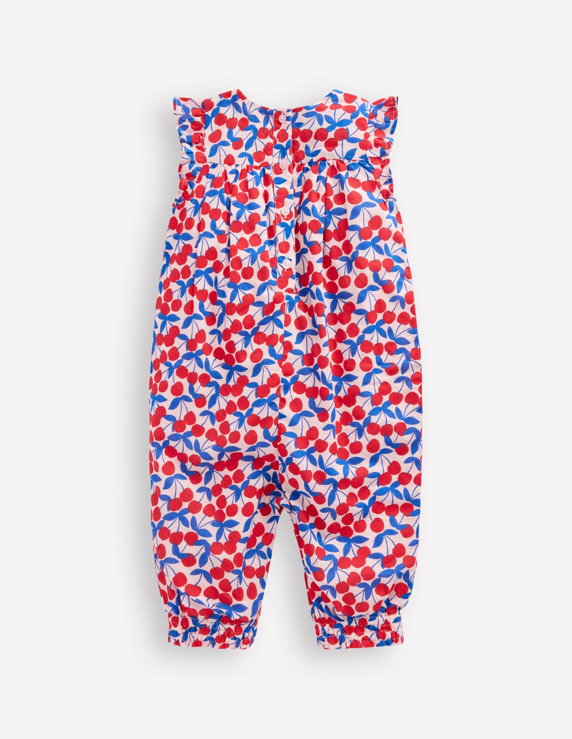 Weekend Natural Ruffle Sleeve Romper-Chalk Pink Cherries