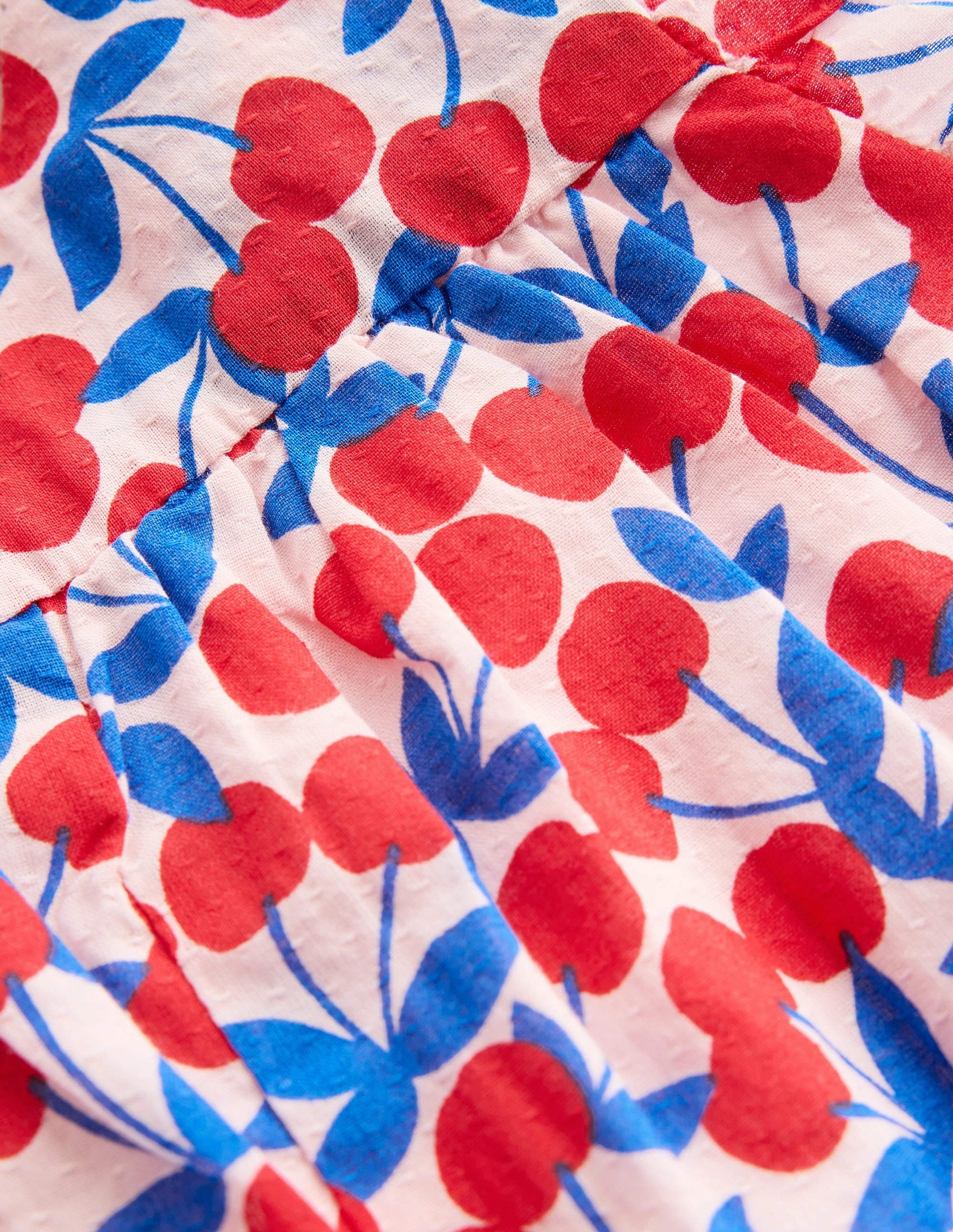 Ruffle Sleeve Romper-Chalk Pink Cherries Slim Family Relax Daily