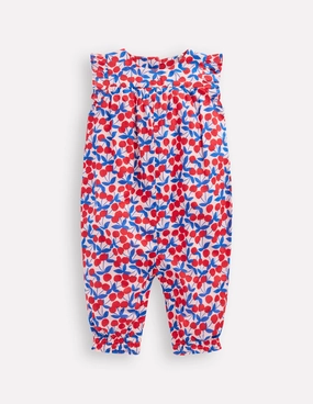 Ruffle Sleeve Romper-Chalk Pink Cherries Dinner Kids