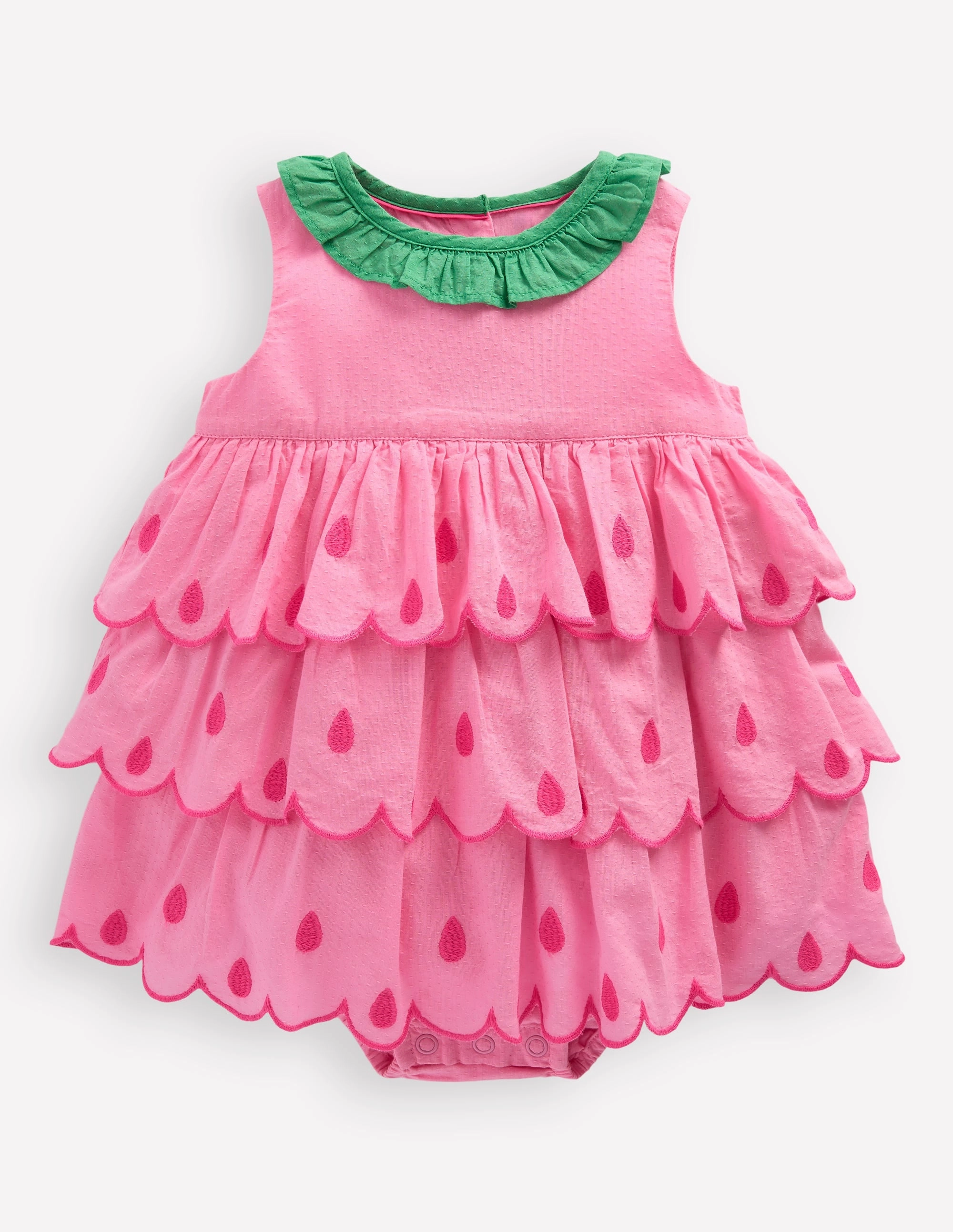 Loose Event Date New Ruffle Woven Romper-Bubblegum Pink