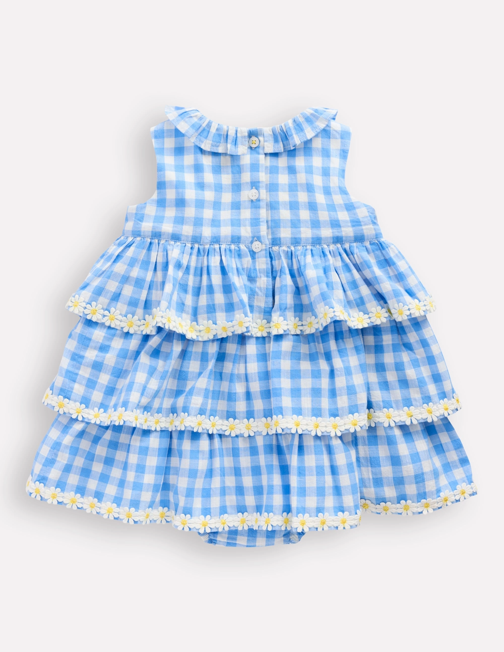 Ruffle Woven Romper-Gingham Daisies Wedding Premium Sharp Guest