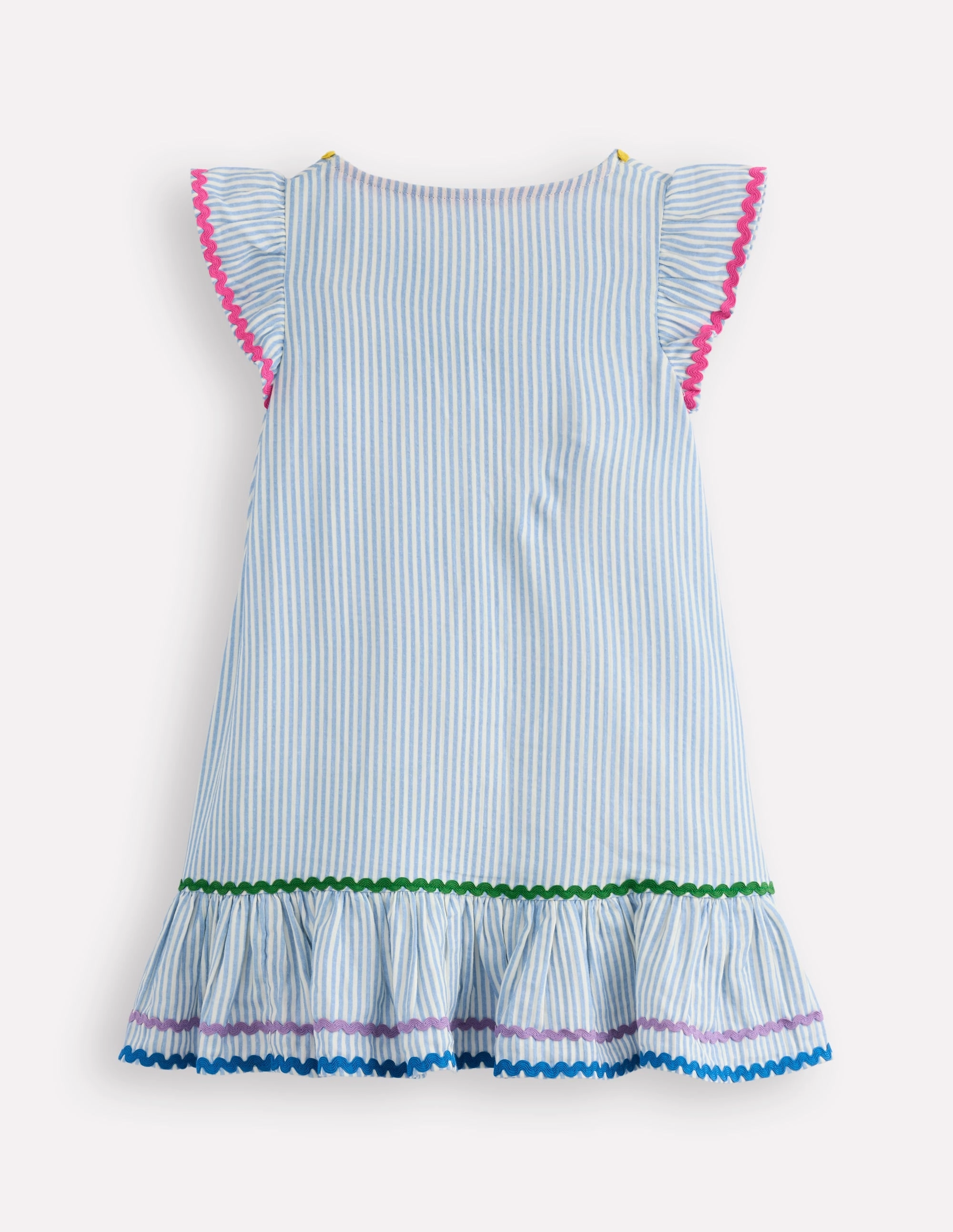 Dreamy Drape Feminine layered dress Emmy Woven Beach Dress-Blue Ticking Stripe