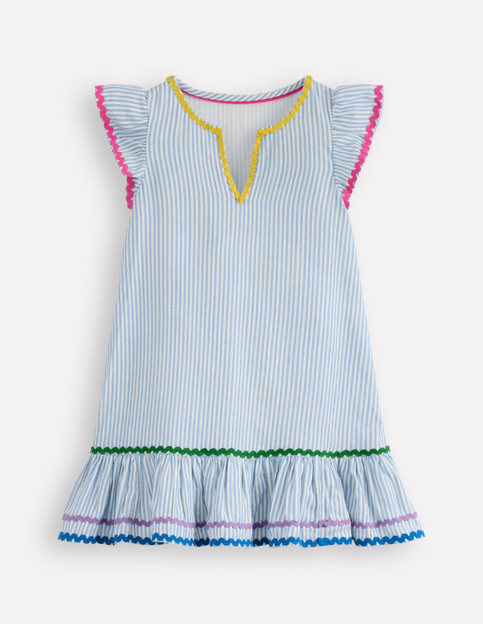 Classic Comfort All-day Comfort Emmy Woven Beach Dress-Blue Ticking Stripe