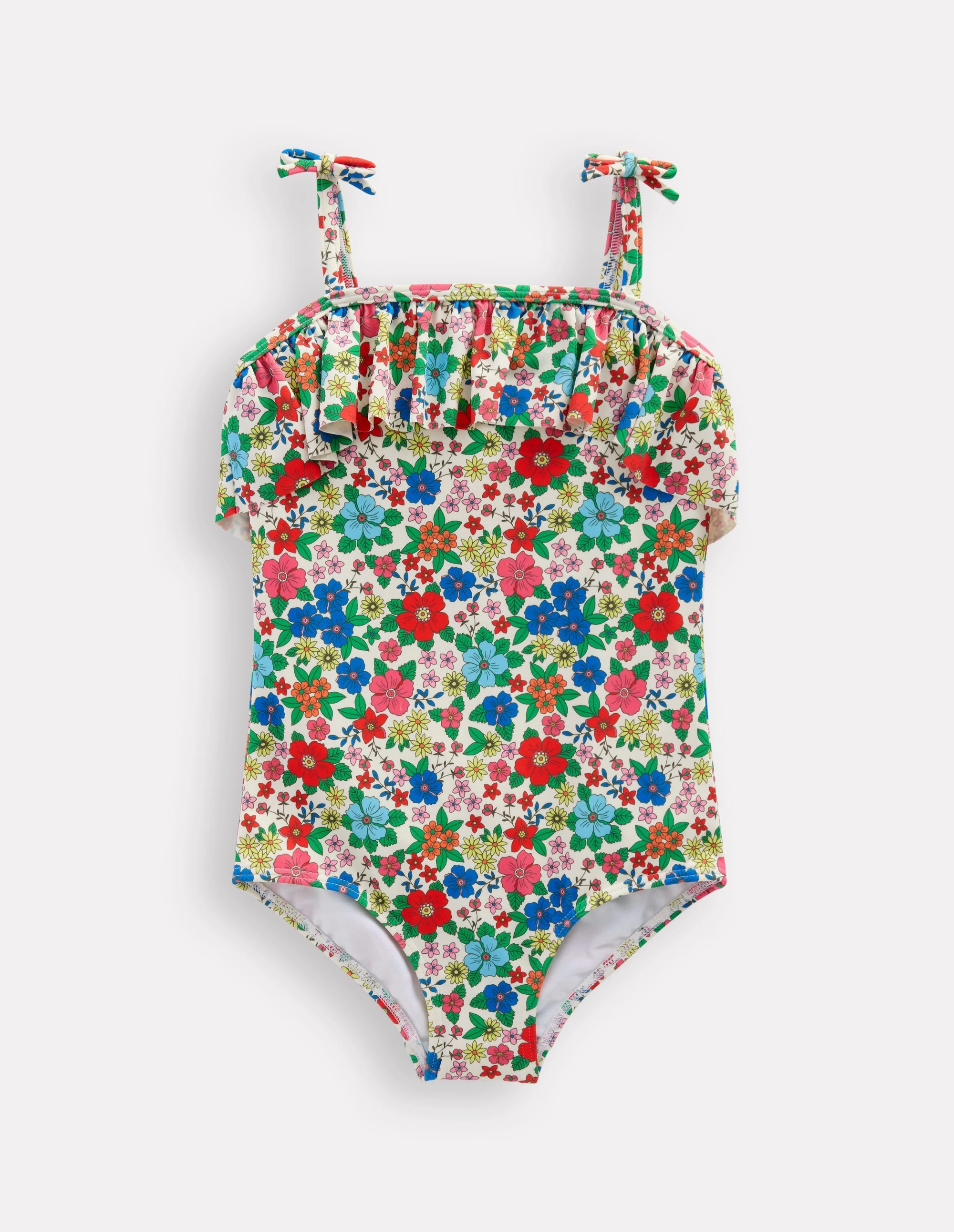 Resort Ready Frill Tie Detail Swimsuit-Multi Holiday Flowerbed