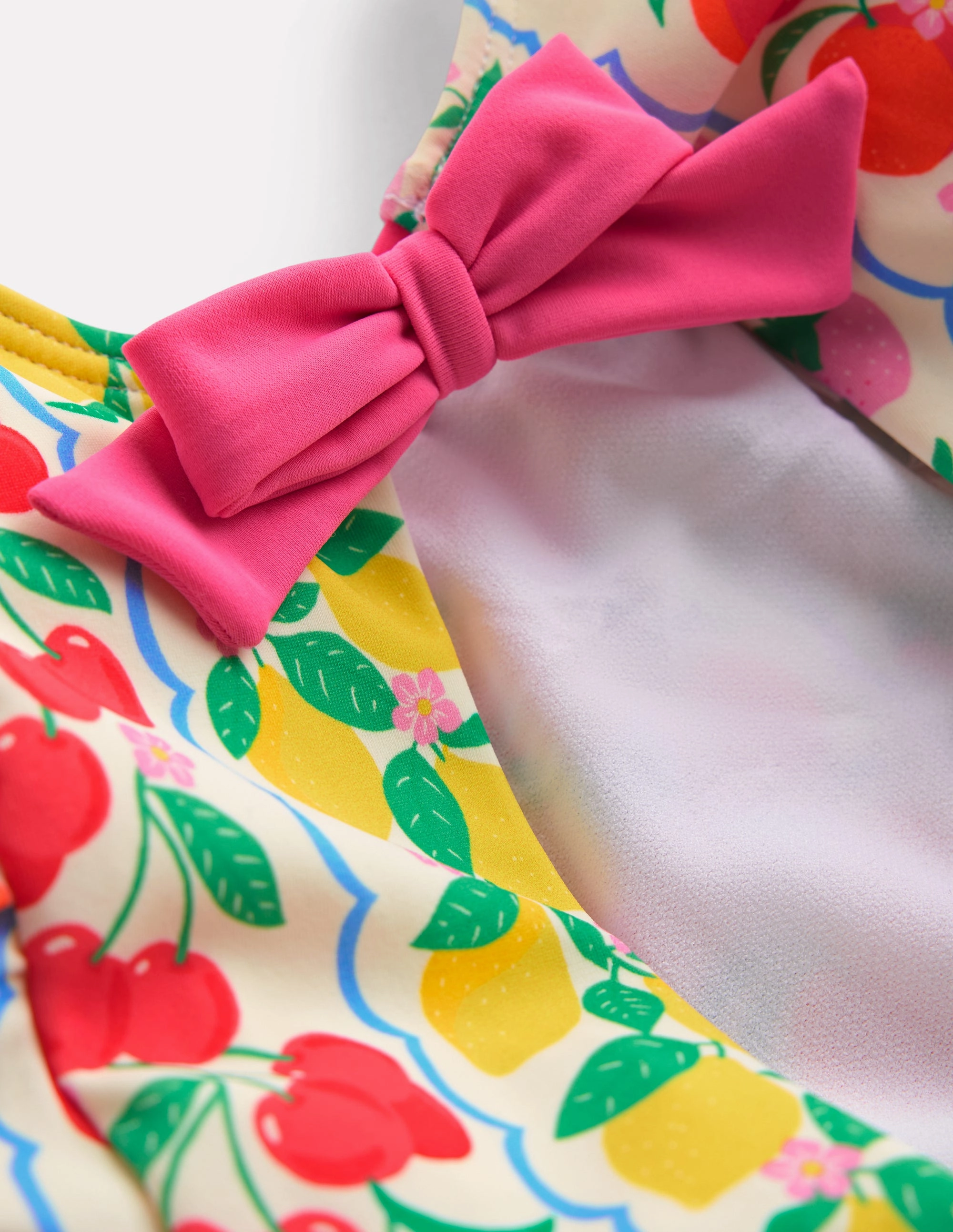 Sandy Puff Sleeve Swimsuit-Rainbow Fruit Stripe Waterproof Lining