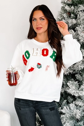 Santa's Calling Holiday Sweatshirt (Off White) MultiPocketDesign Friction Resistant Edges