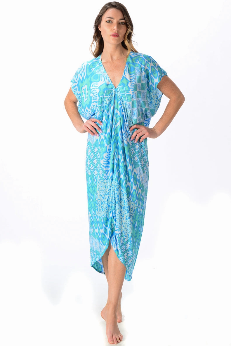 Santorini Kaftan / Seafoam Ikat Easy Pairing Relaxed Finish
