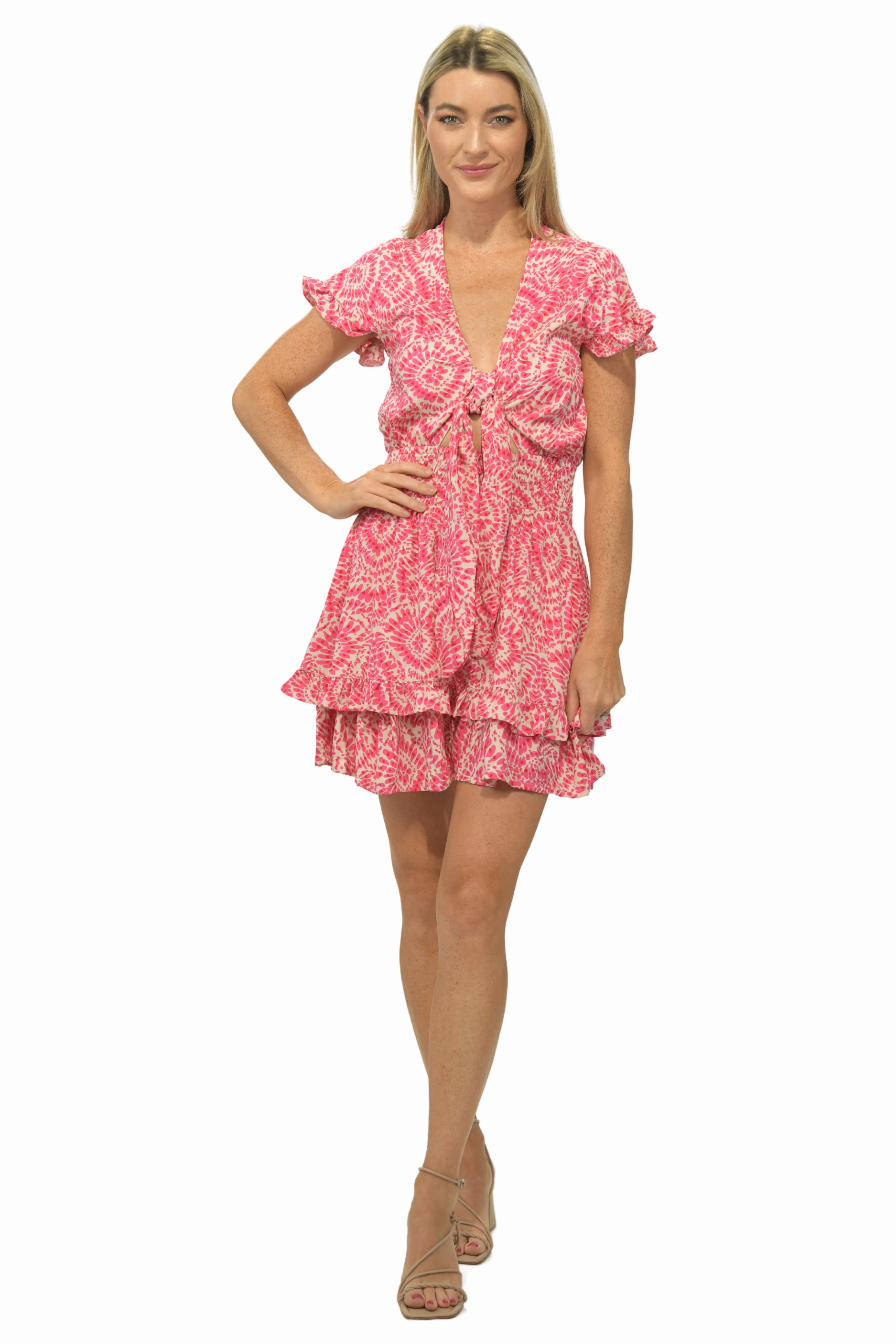 Sharp Fit Piped-Edge Sarah Dress / Cherry Fuchsia