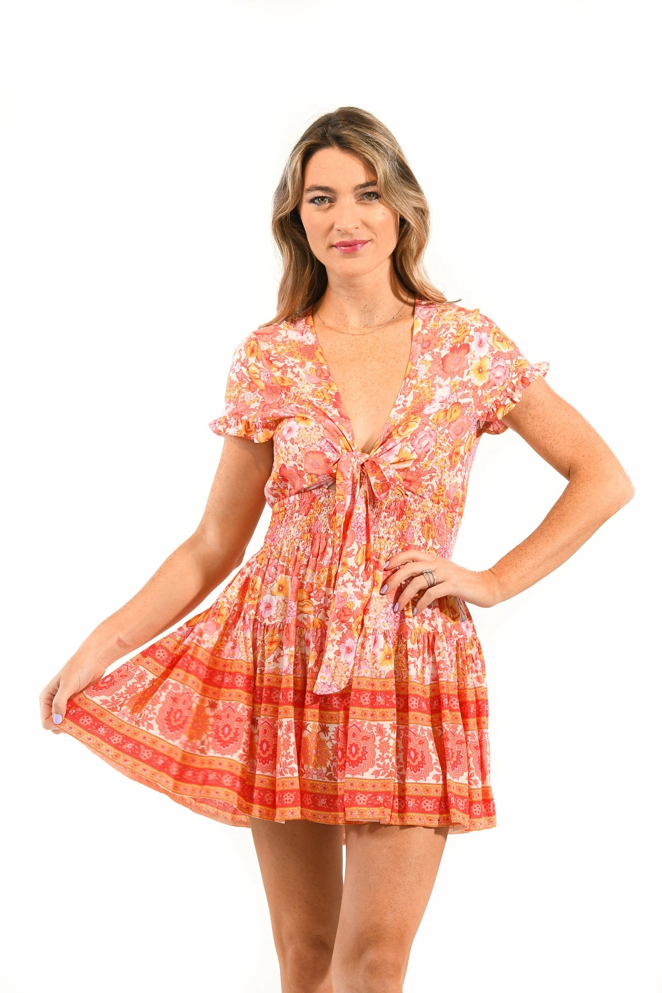 Body Flow Sarah Dress / Tangerine Floral