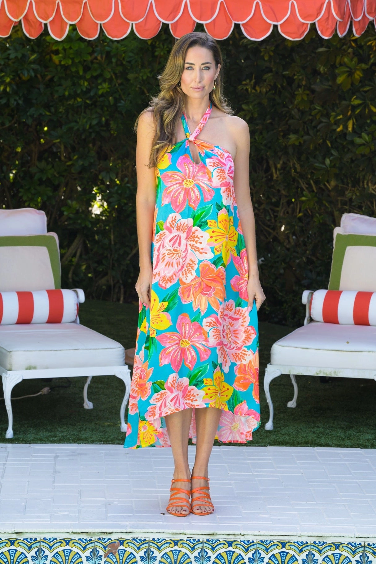 Sardinia Dress / Turquoise Fuchsia Chilly Wear Artistic Shape