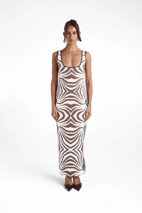 Flowy Texture Smooth Edge Scoop Neck Maxi Dress Nautilus