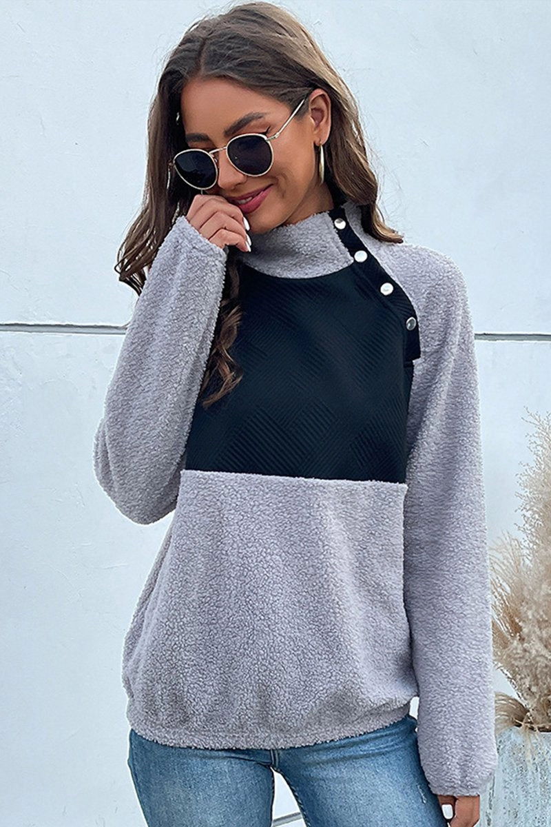 WOMEN LONG SLEEVE LINT HIGH NECK SWEATSHIRT LightReflective