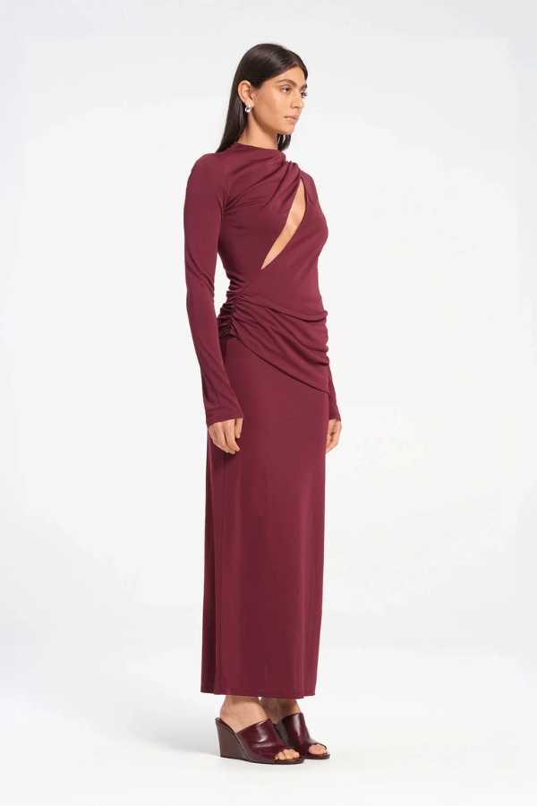 Lace-Sleeve Relaxed Look Sacha Maxi Dress Plum