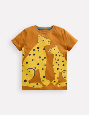 Sweat Absorbent Inner Layer Fun Graphic T-shirt-Cathay Spice Leopard
