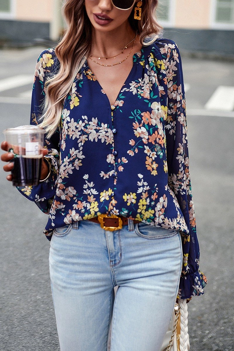 WOMEN LIGHTWEIGHT LANTERN SLEEVE BUTTON BLOUSE ErgonomicShape