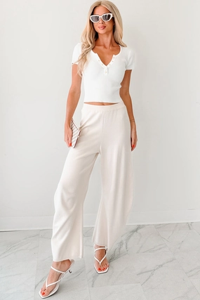 Soft Lines Abrasion resistant Soft Launch Era Knitted Barrel Pants (Cream)